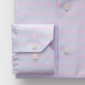 Prince of Wales Checked Twill Luxury Sport Shirt with Cutaway Collar in Light Pastel Purple by Emanuel Berg