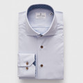 4Flex Jersey Cotton Modern Fit Stretch Knit Shirt with Contrast with Spread Collar in Light Pastel Blue by Emanuel Berg.