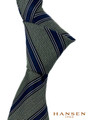 Luxury Green and Navy Stripe Woven Silk Tie by Hansen 1902