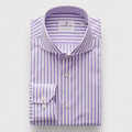 Luxury Stripe Poplin Modern Fit Sport Shirt with Spread Collar in Light Pastel Purple by Emanuel Berg