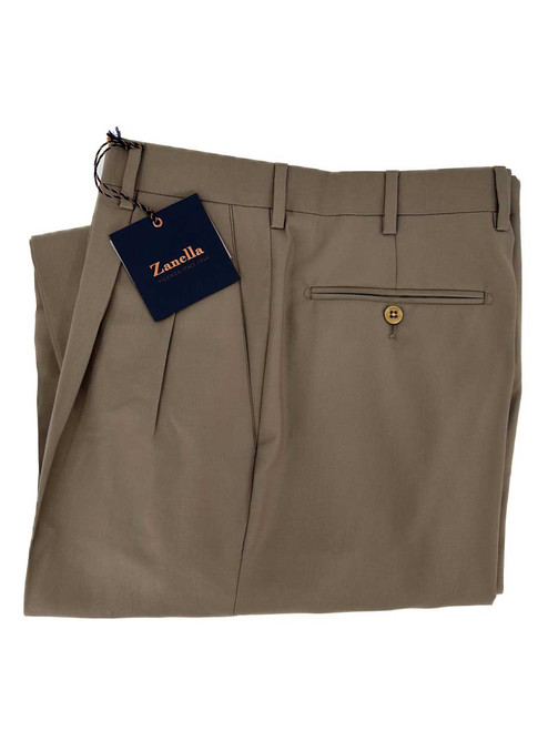 Bennett Double Reverse Pleat Luxury 120's Wool Serge Pant in Medium Brown  by Zanella - Hansen's Clothing