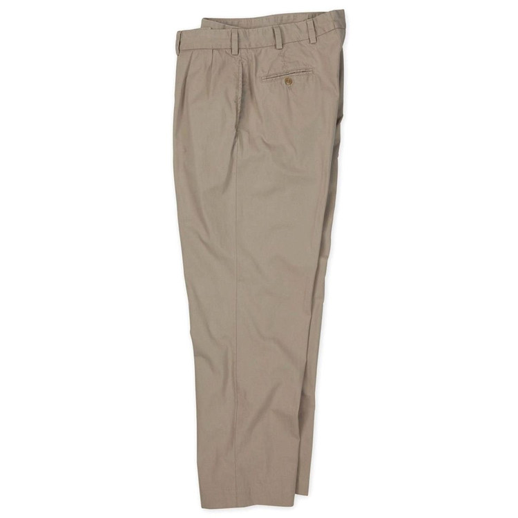 Lightweight Cotton Poplins - Model M1P Relaxed Fit Forward Pleat in Khaki by Bills Khakis