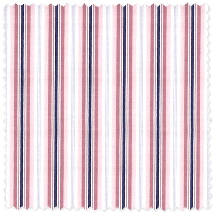 Navy and Pink Stripe 'Alumo 140's' Cotton Broadcloth Custom Dress Shirt by Skip Gambert