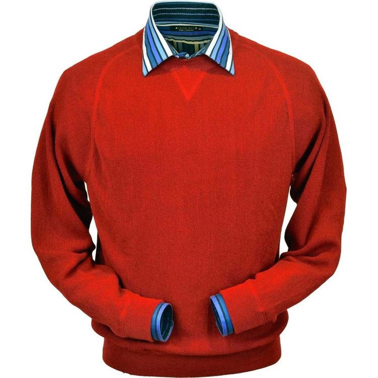 Baby Alpaca Link Stitch Sweatshirt Style Sweater in Red by Peru Unlimited