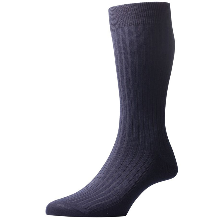 Danvers - 5x3 Rib Cotton Lisle Sock in Navy (3 Pair) by Pantherella