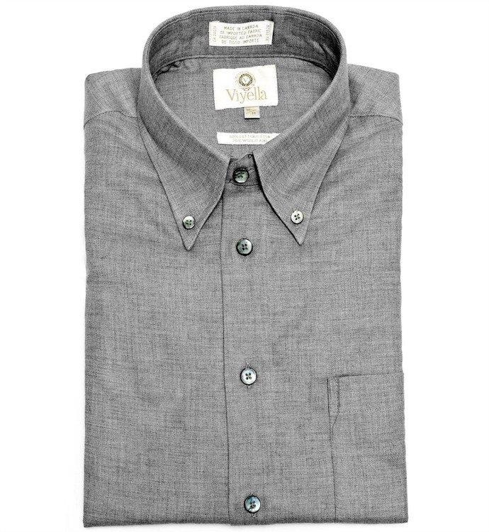 Flannel Grey Button-Down Shirt by Viyella