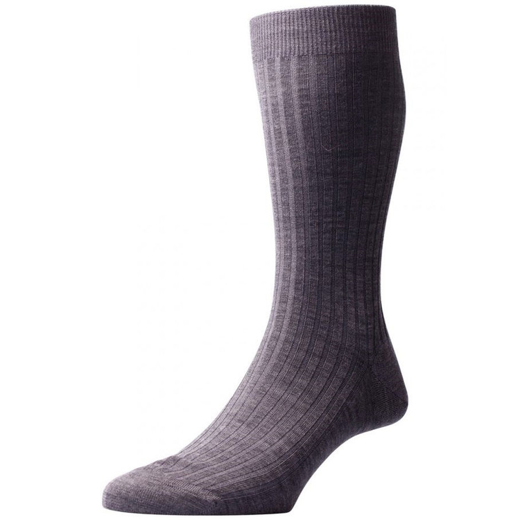 Laburnum - 5x3 Rib Merino Wool Sock in Dark Grey Mix (3 Pair) by Pantherella