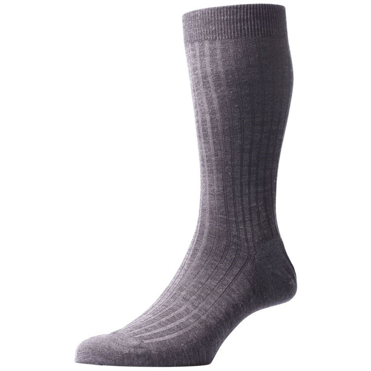 Laburnum - 5x3 Rib Merino Wool Sock in Mid Grey Mix (3 Pair) by Pantherella