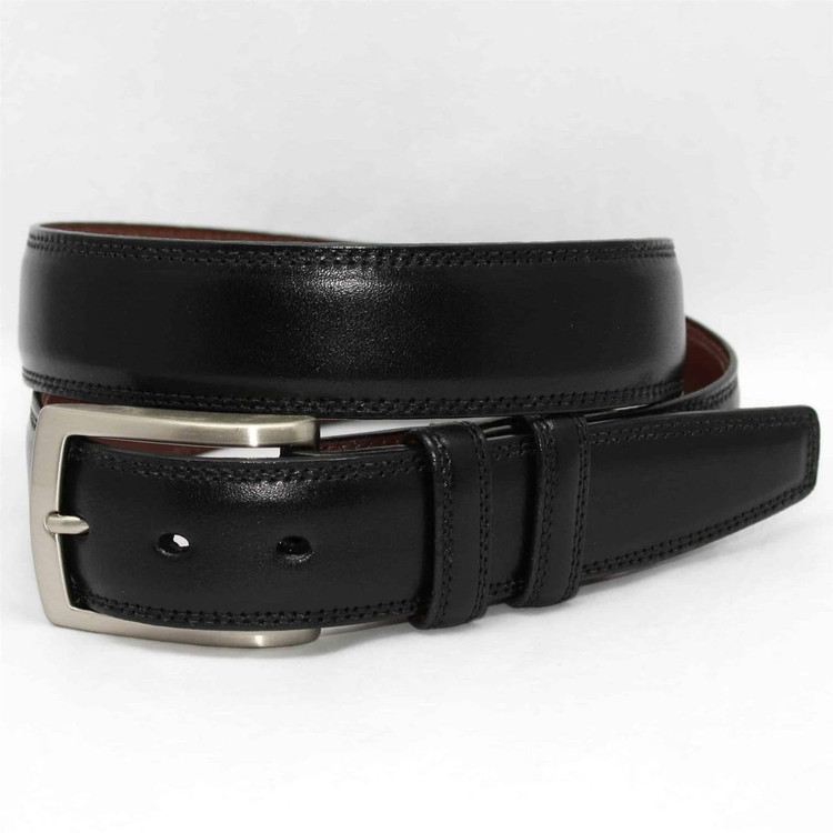 Italian Burnished Kipskin Belt in Black (EXTENDED SIZES) by Torino Leather Co.
