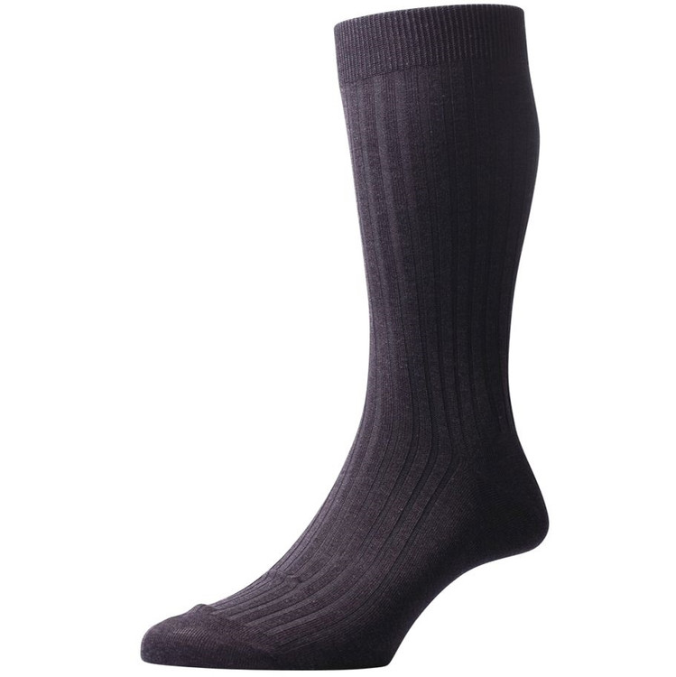 Danvers - 5x3 Rib Cotton Lisle Sock in Black (3 Pair) by Pantherella