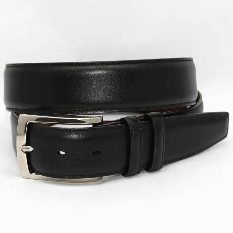 Italian Burnished Calfskin Belt in Black  by Torino Leather Co.