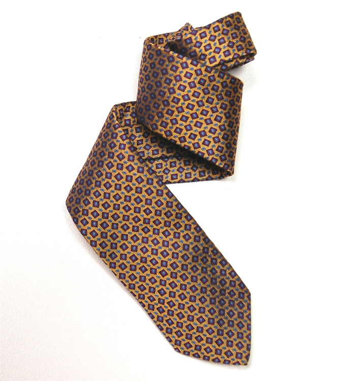 Gold and Plum 'Montgomery Street' Woven Silk Tie by Robert Talbott