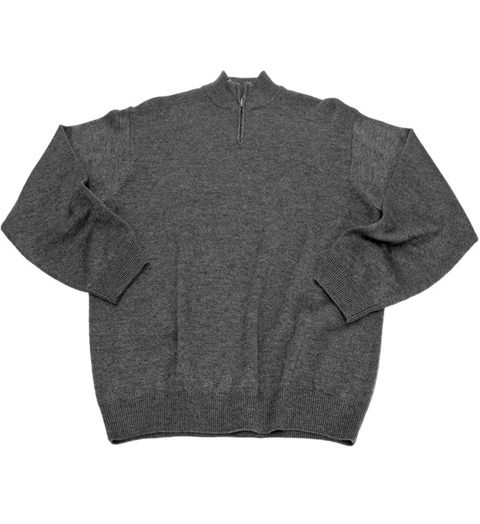Download Merino Wool Quarter-Zip Mock Neck Sweater in Charcoal by ...