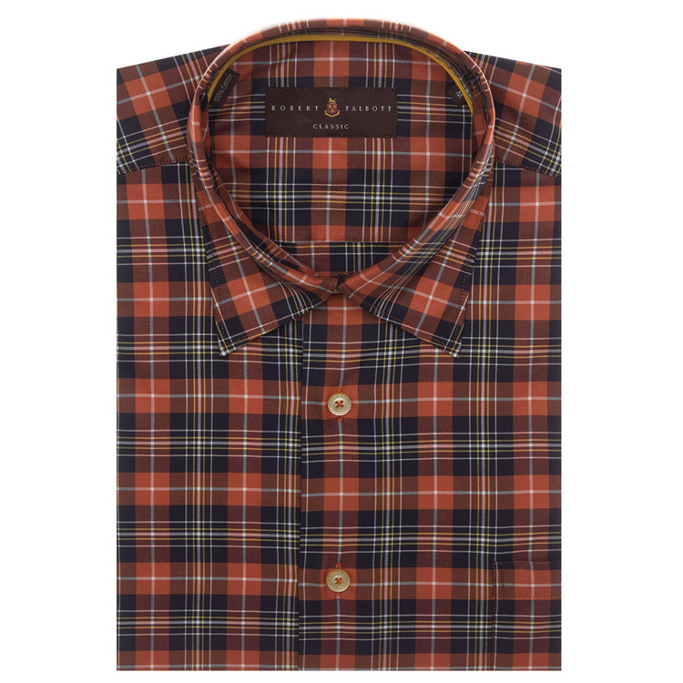 Ember and Brown Plaid Sport Shirt by Robert Talbott