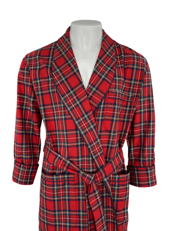 Gentleman's Genuine Cotton and Wool Blend Robe in Royal Stewart Tartan by Viyella