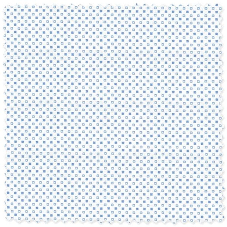 Blue on White Double Square Dot 'Grandi & Rubinelli' Cotton Twill Custom Dress Shirt by Skip Gambert