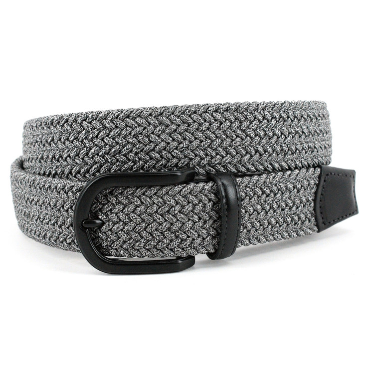 Italian Braided Melange Rayon Stretch Belt in Grey by Torino Leather Co.