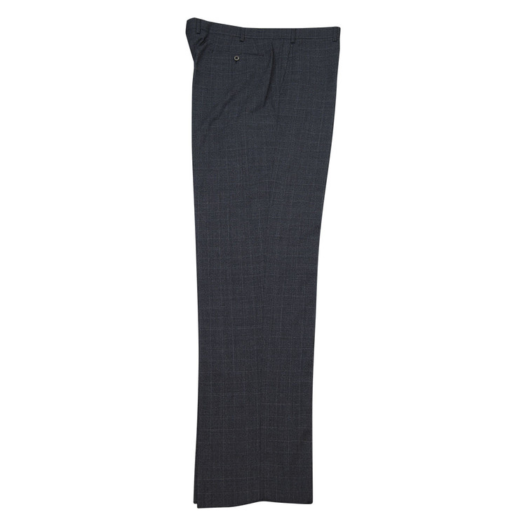 'Todd' Flat Front Wool Shaded Glen Check Pant in Charcoal Grey by Zanella