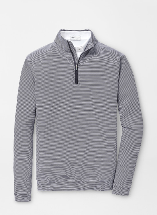 Perth Sugar Stripe Performance Quarter-Zip in Navy and White by Peter Millar