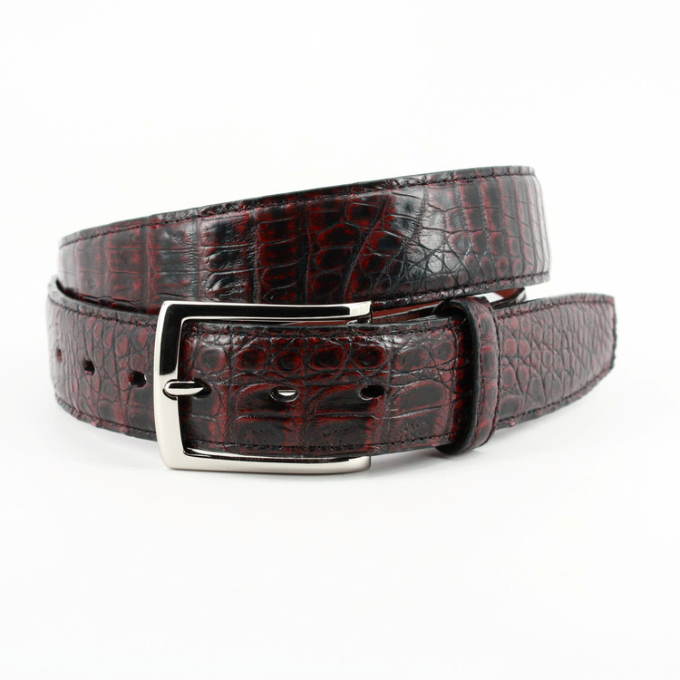 South American Caiman Belt in Black Cherry by Torino Leather Co.