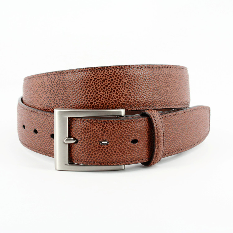 Italian "Basketball Grain" Embossed Calfskin Belt in Tan by Torino Leather Co.