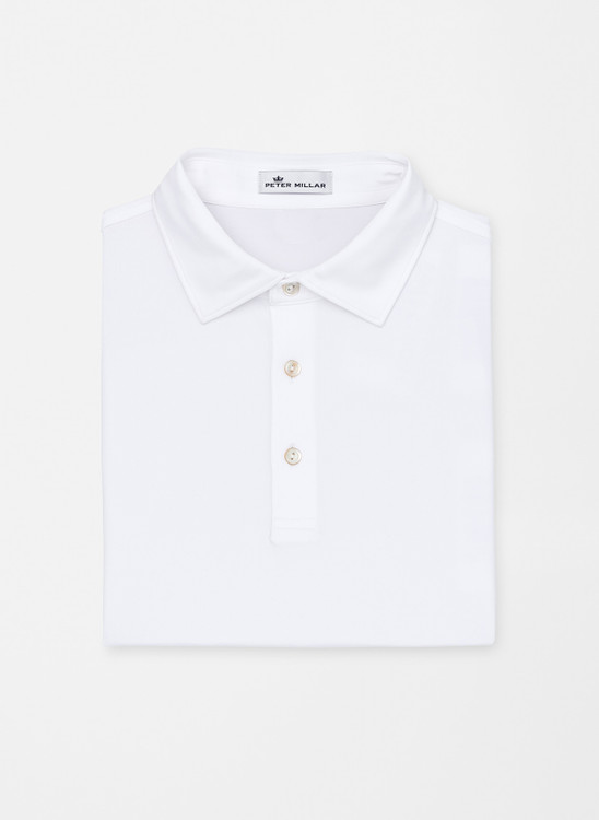 Solid Performance Jersey Polo with Sean Self Collar in White by Peter Millar