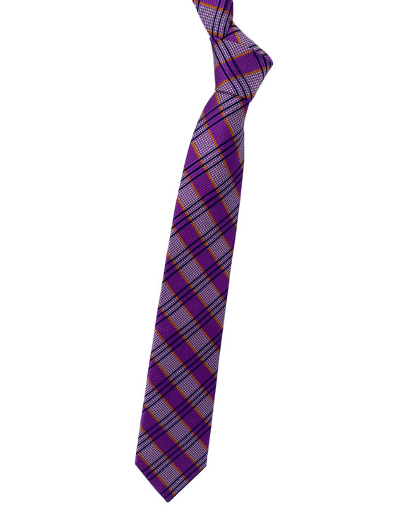 Purple, Orange and Black Stripe Woven Silk Tie by Robert Talbott