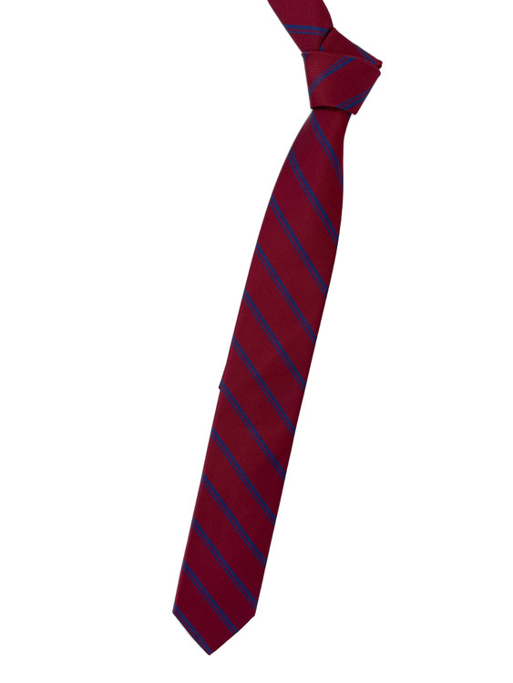 Best of Class Deep Red and Navy Stripe Woven Silk Tie by Robert Talbott