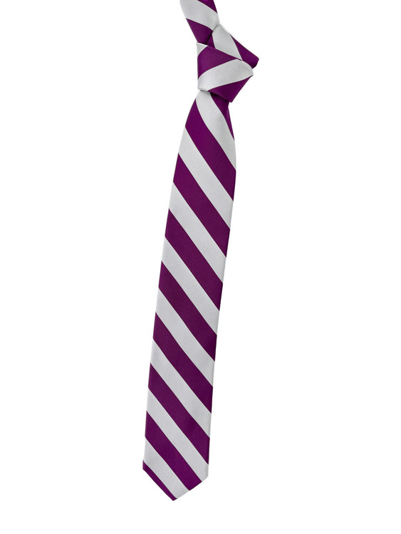 Purple and Silver Bar Stripe Woven Silk Tie by Robert Talbott