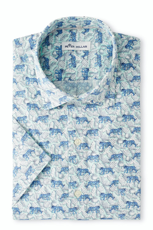Jungle Exotic Cotton-Blend Sport Shirt in Ebb Tide by Peter Millar