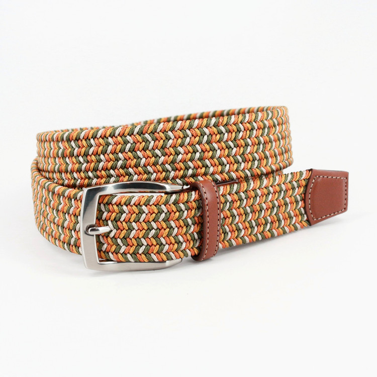 Italian Woven Stretch Leather Belt in Black by Torino Leather Co. -  Hansen's Clothing