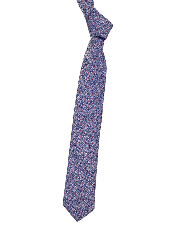 Lavender and Red Medallion Woven Silk Tie by Robert Jensen