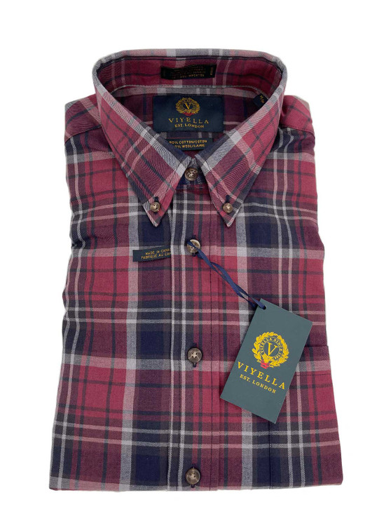 Wine Plaid Button-Down Sport Shirt in Classic Fit by Viyella