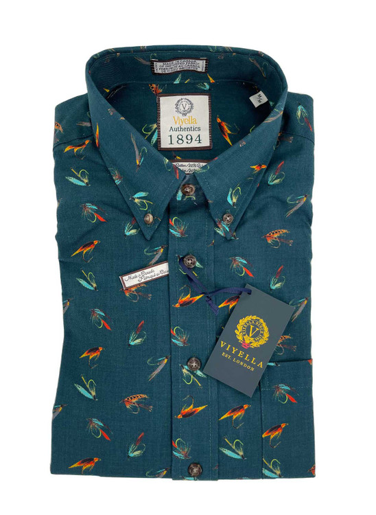 Limited Edition Pine Print Button-Down Sport Shirt in Classic Fit by Viyella