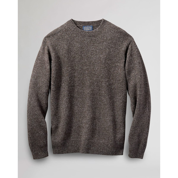Shetland Washable Wool Crew in Mixed Brown by Pendleton