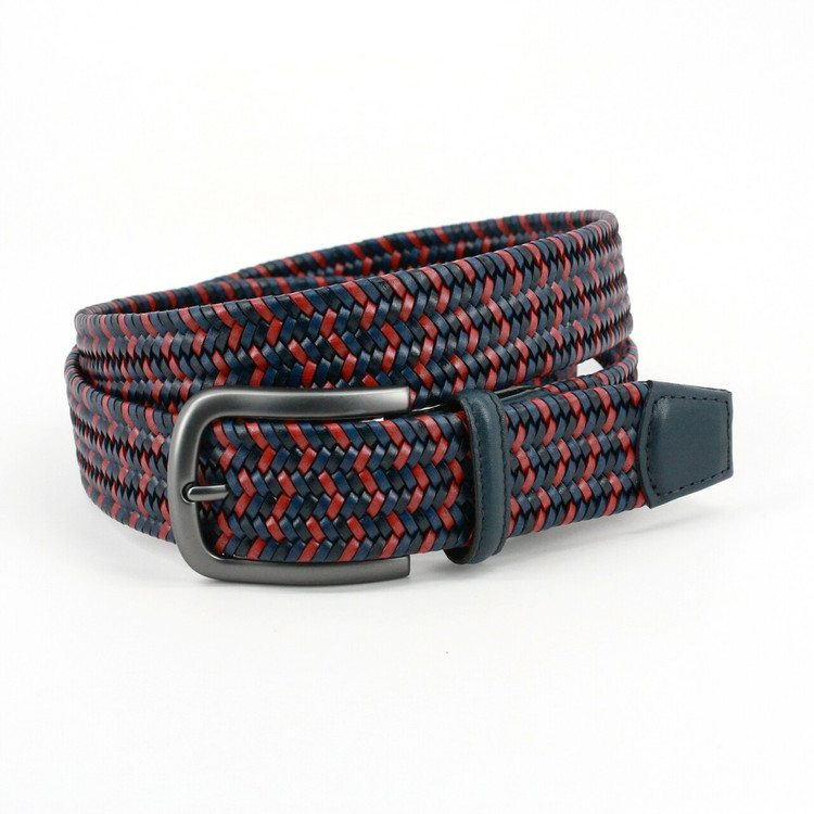 Italian Woven Cotton Belt in Olive, Brown & White by Torino