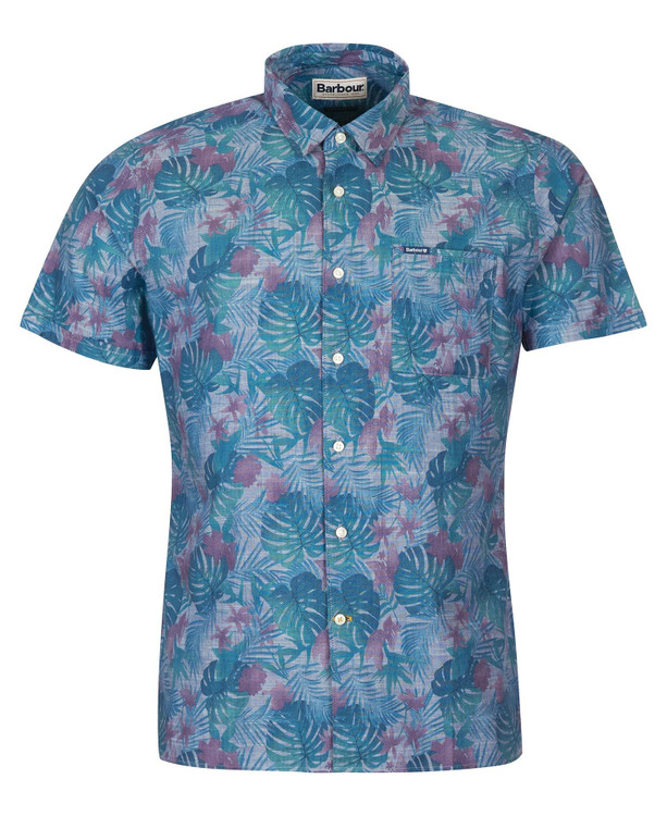 Hawaiian Print Swim Shorts in Powder Blue by Barbour - Hansen's