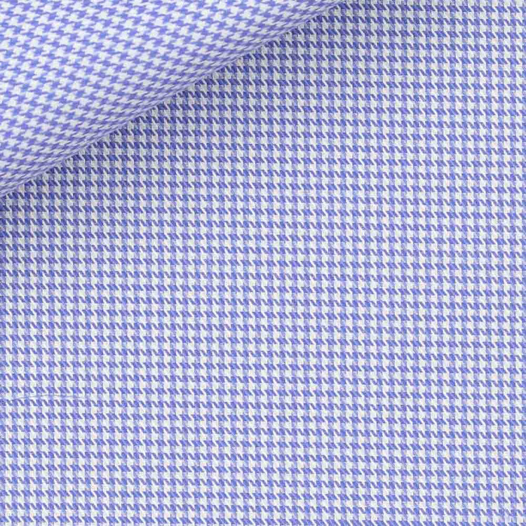 Blue Houndstooth 100s 2-Ply Royal Twill Custom Dress Shirt by Hansen 1902