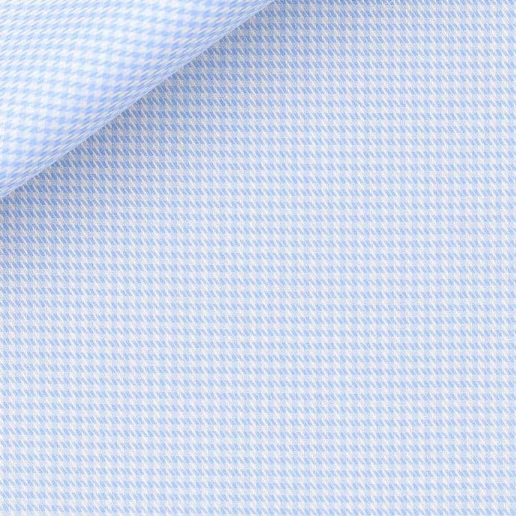Sky Blue Houndstooth 100s 2-Ply Royal Twill Custom Dress Shirt by Hansen 1902