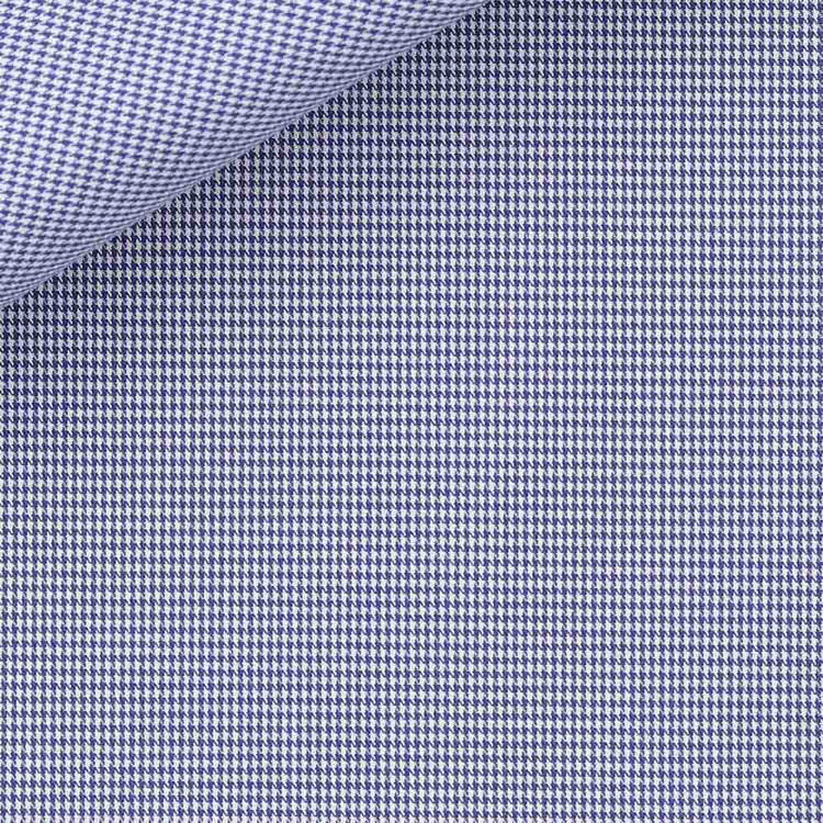 Navy Micro Houndstooth 100s 2-Ply Royal Twill Custom Dress Shirt by Hansen 1902