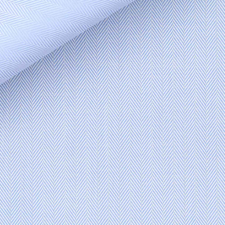 Blue Herringbone Solid 100s 2-Ply Royal Twill Custom Dress Shirt by Hansen 1902