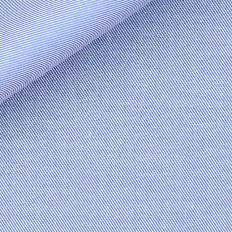 Blue and White Solid 100s 2-Ply Royal Twill Custom Dress Shirt by Hansen 1902