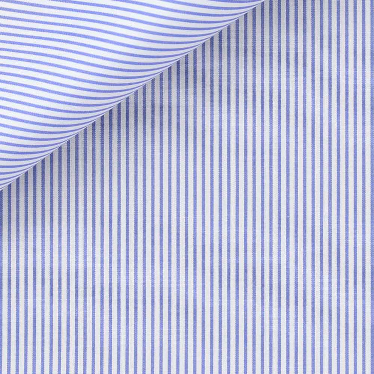 Light Blue Bankers Stripe 120s 2-Ply Portland Poplin Custom Dress Shirt by Hansen 1902