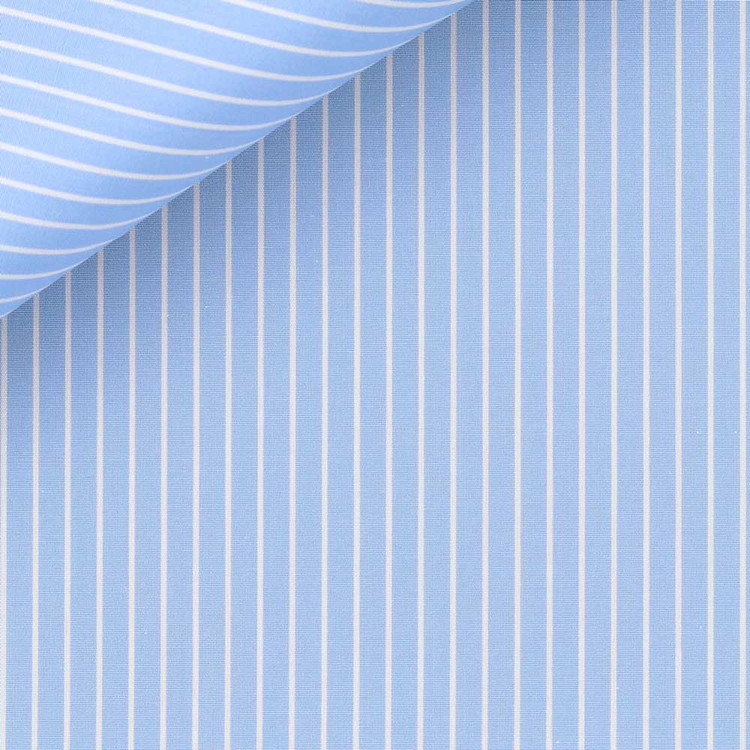 Sky Blue Pencil Stripe 120s 2-Ply Portland Poplin Custom Dress Shirt by Hansen 1902