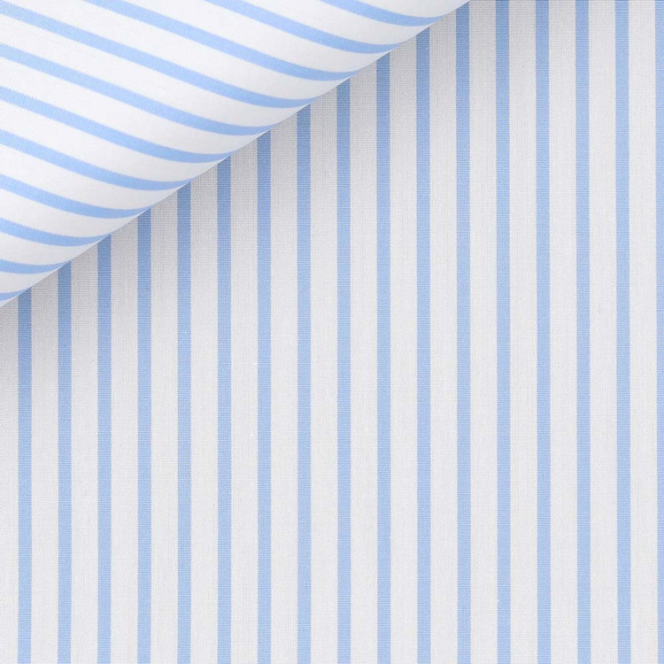Sky Blue Bengal Stripe 120s 2-Ply Portland Poplin Custom Dress Shirt by Hansen 1902