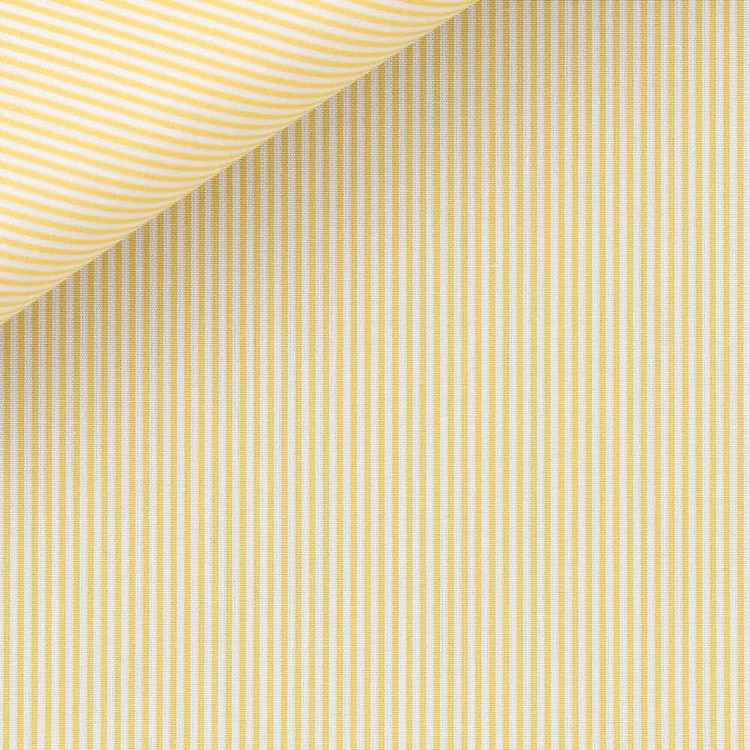 Yellow Bankers Stripe 100s 2-Ply Silver Poplin Custom Dress Shirt by Hansen 1902