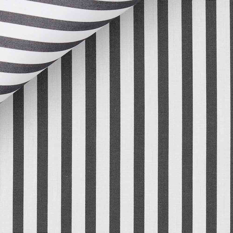 Black Awning Stripe 100s 2-Ply Silver Poplin Custom Dress Shirt by Hansen 1902