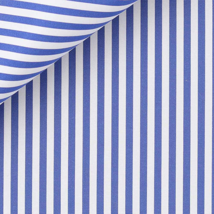 Blue Bengal Stripe 100s 2-Ply Downing Poplin Custom Dress Shirt by Hansen 1902