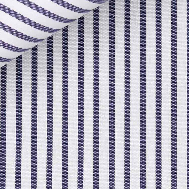 Navy Bengal Stripe 80s 2-Ply Cambridge Oxford Custom Dress Shirt by Hansen 1902