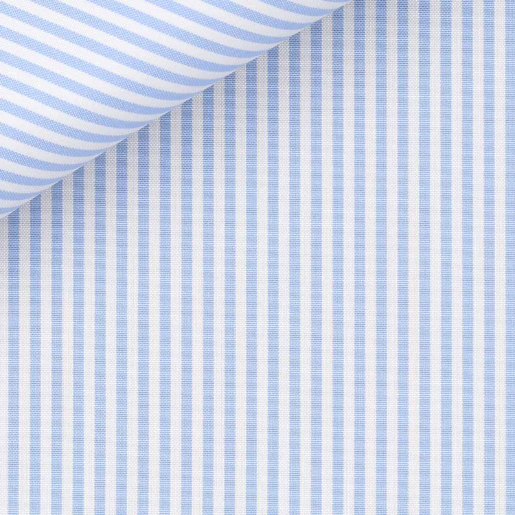 Light Blue Bankers Stripe 80s 2-Ply Cambridge Oxford Custom Dress Shirt by Hansen 1902